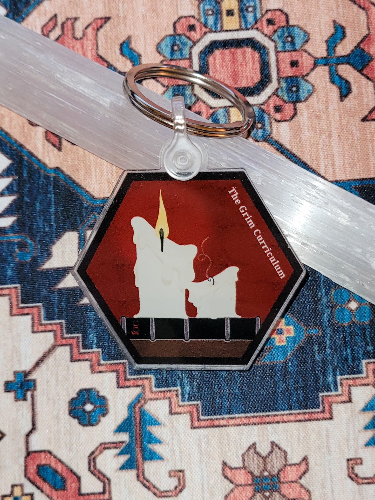 The Grim Curriculum Burning Candles Keychain