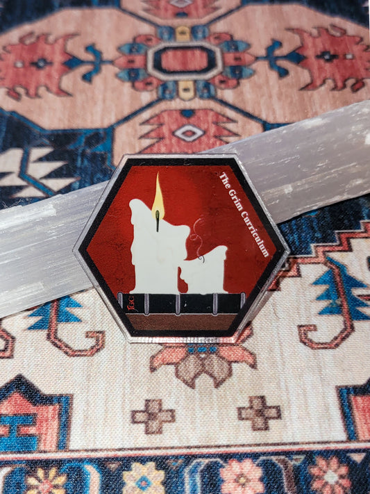 The Grim Curriculum Burning Candles Pin